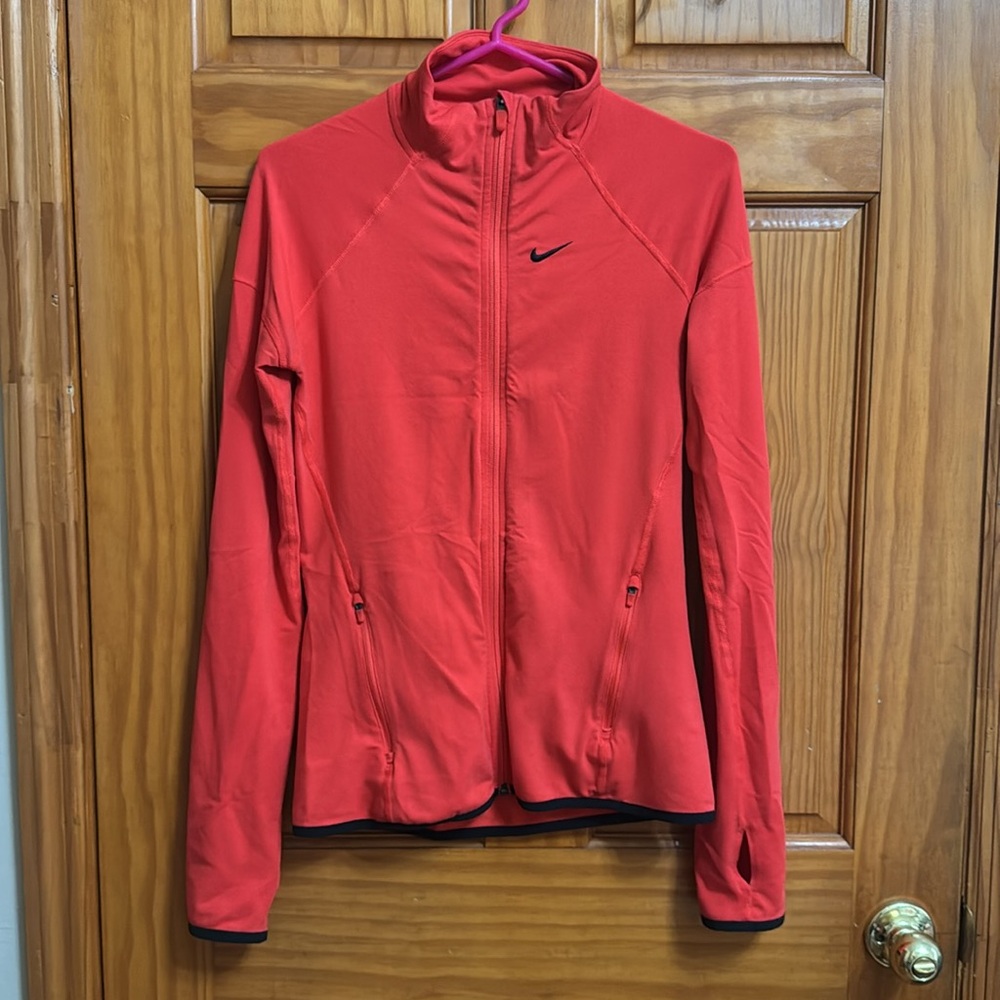Nike Women's Red Mock Neck Zip Up Jacket